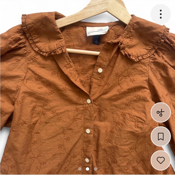 Universal Thread Rust-Brown Textured Button Front Top - Picture 2 of 3